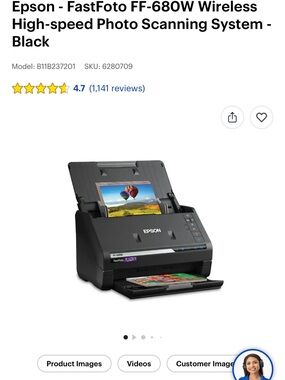Epson Black FastFoto FF-680W Photo Scanner